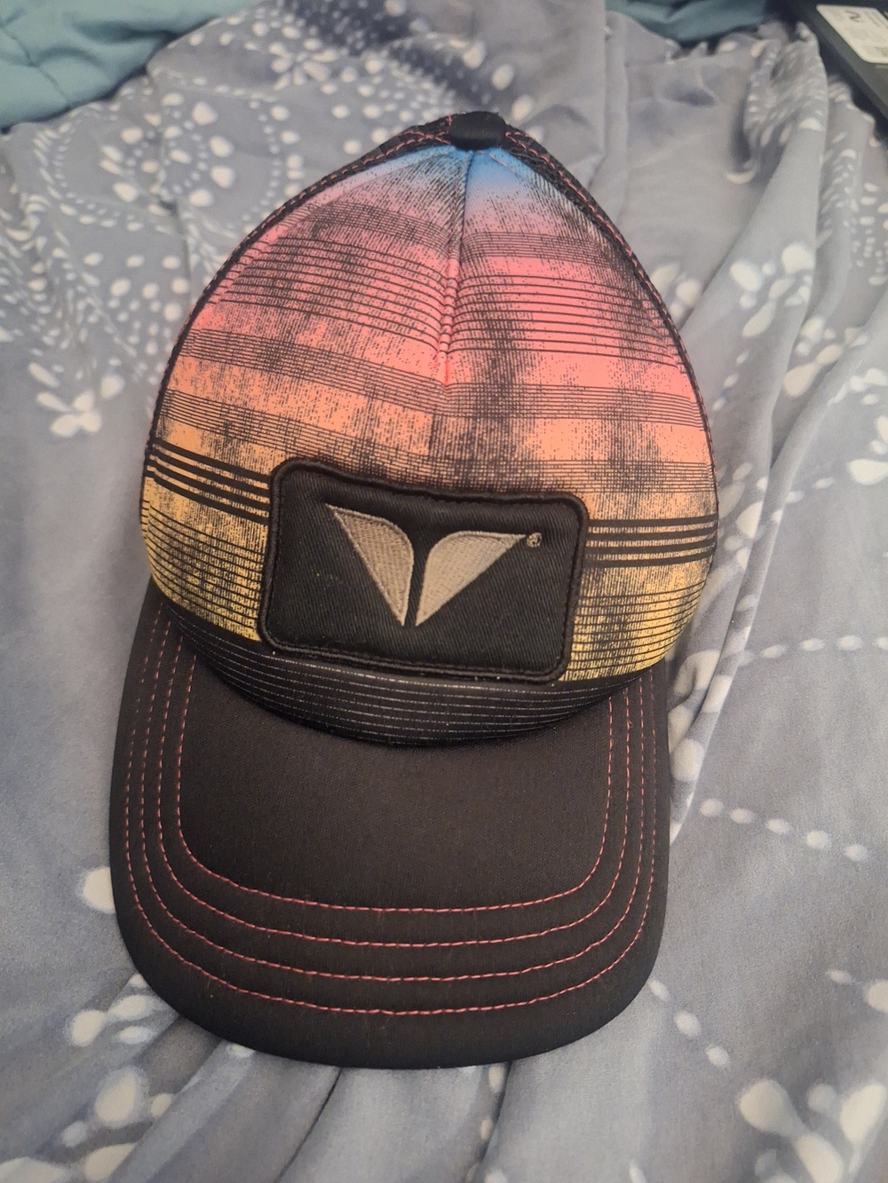 Volcom Multicolor Striped Trucker Hat with Black Visor